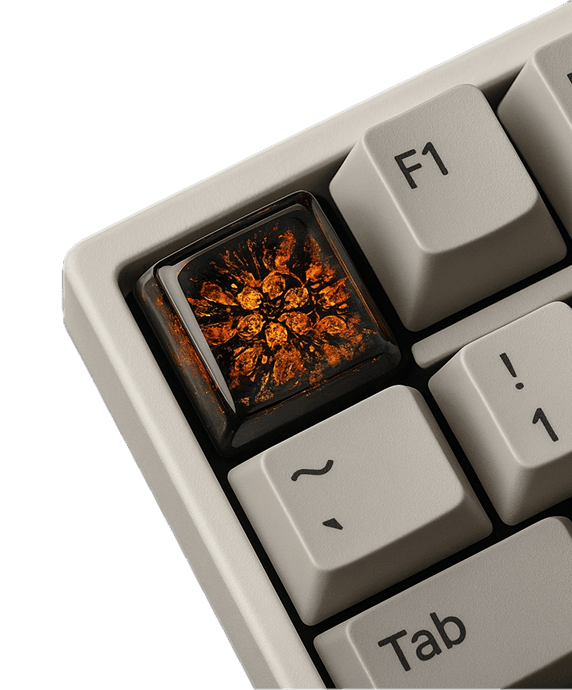 Custom mechanical keyboard with artisan keycaps
